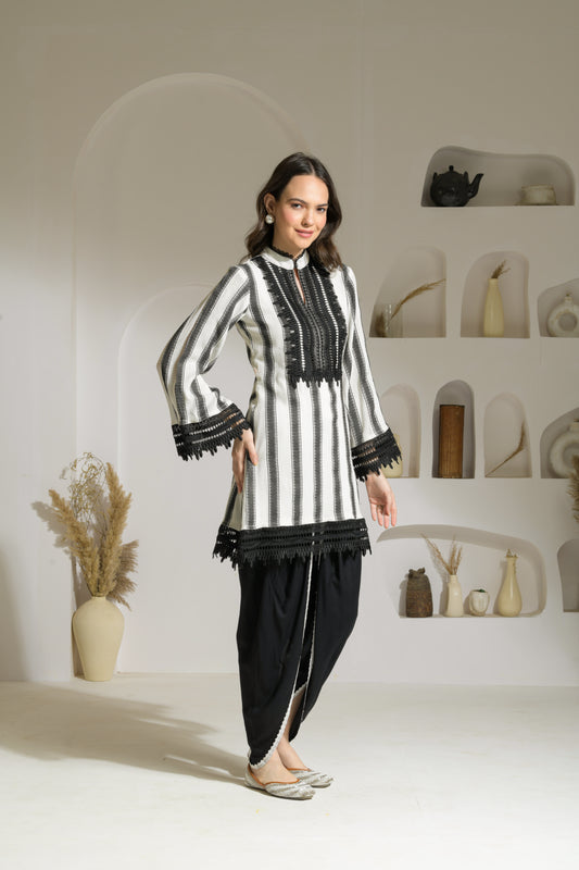 Libaaz Cotton Blend Short Straight Kurta with Rayon Tulip Pants - Set of 2
