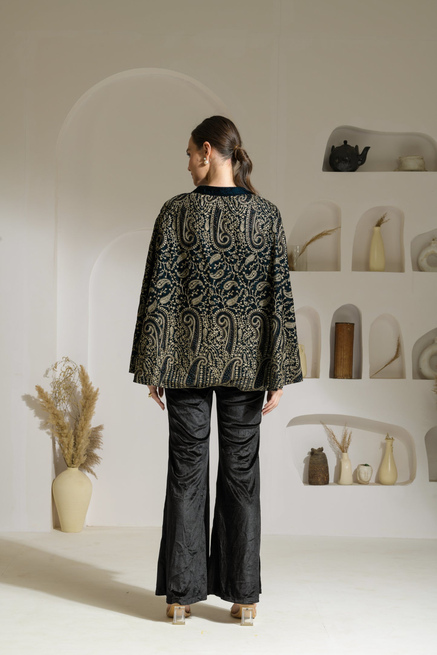 Nazam Thread-work & Swarovski Embroidered Cape