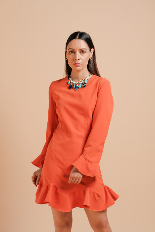 Canna Straight Fit Dress with Ruffles