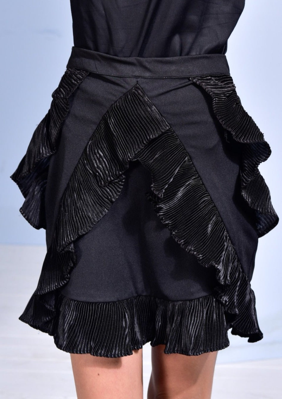 Gibson Lycra Skirt with Pleated Satin Ruffles