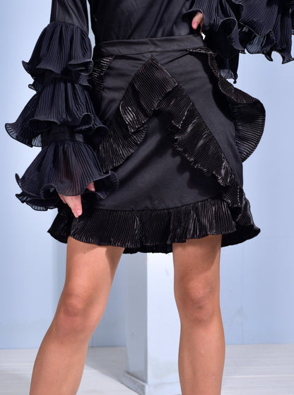 Gibson Lycra Skirt with Pleated Satin Ruffles