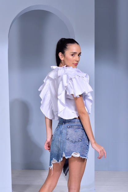 Lillet Layered Ruffle Shirt - White