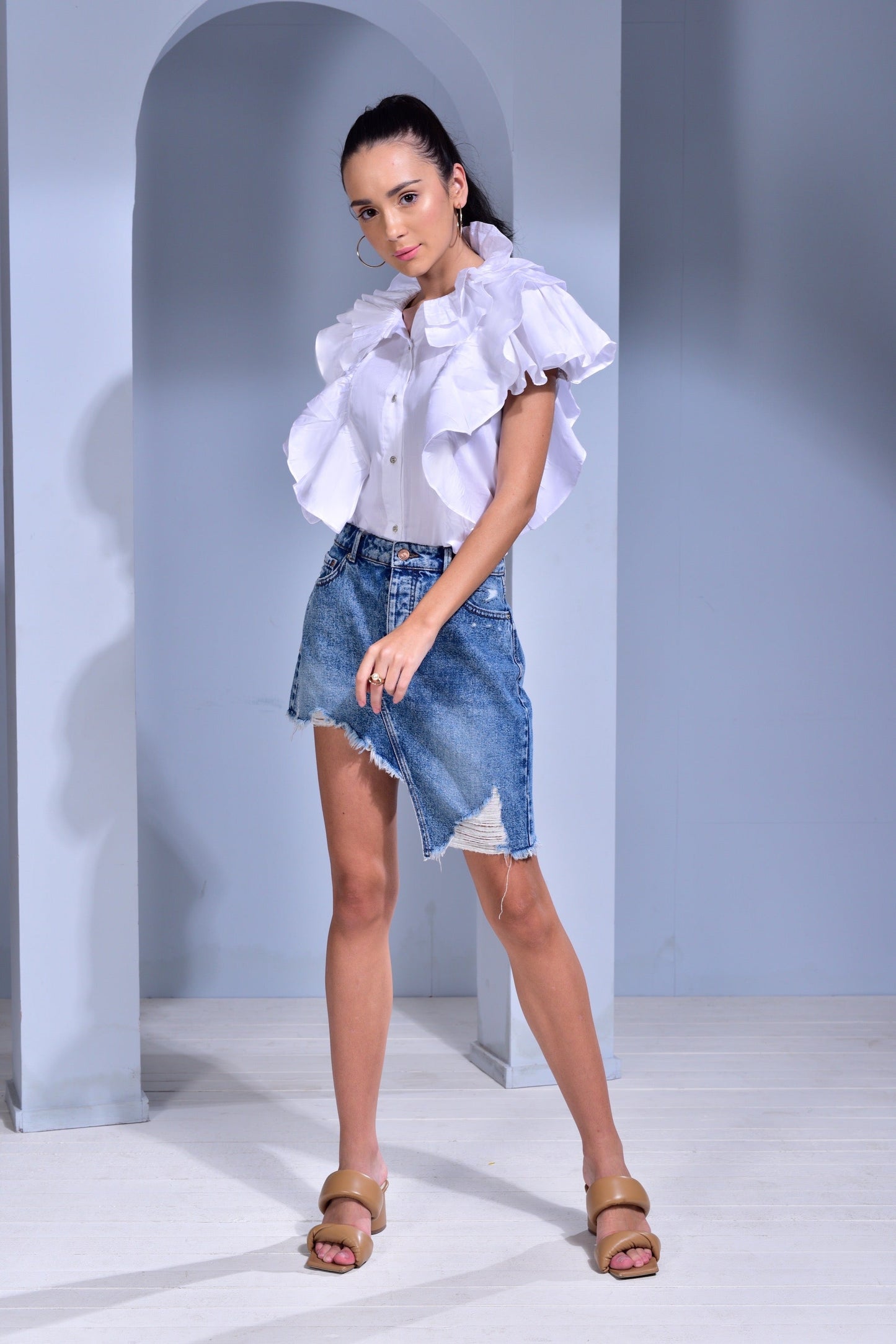 Lillet Layered Ruffle Shirt - White